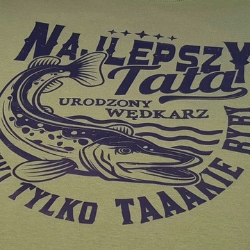 Dla Taty Wędkarza 2 koszulki motyw ryby zestaw z okazji Dnia Ojca prezent