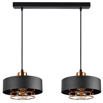 LAMPA WISZĄCA SUFITOWA ŻYRANDOL Czarna z Miedzią