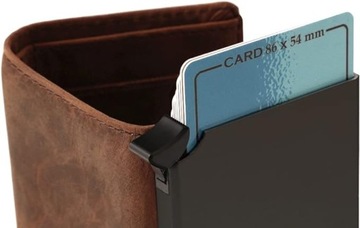 Skórzany portfel na karty Volmer Unisex Brąz naturalna skóra zamszowa