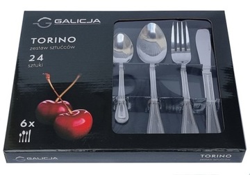 KOMPLET ZESTAW SZTUĆCÓW TORINO 24szt SZTUĆCE 6OSÓB
