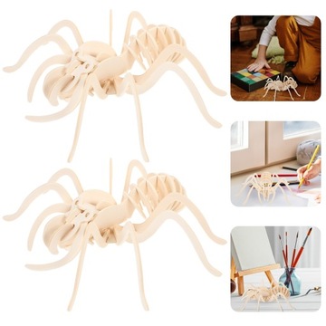PUZZLE 3D ZWIERZĘCE INTERAKTYWNE UKŁADANKI DIY Z DREWNA TYP PAJĄK 2 SZT.