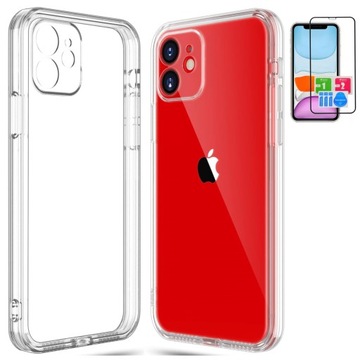 ETUI do IPHONE 11 PRZEZROCZYSTE WZMACNIANE 360° CLEAR CASE WYSPA + SZKŁO 5D