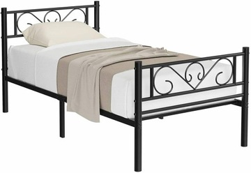 Łóżko metalowe czarne 90x190 cm do sypialni