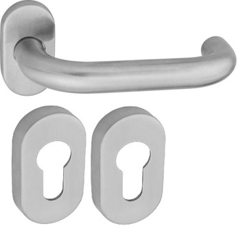 Klamka do drzwi szyld owalny INOX SS304 Stal Nierdzewna +szyld na wkładkę