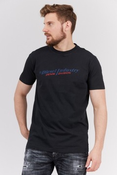 DIESEL Czarny t-shirt męski z granatowym logo r L