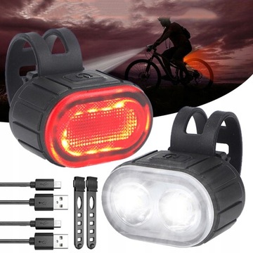 СВЕТОДИОДНАЯ ВЕЛОСИПЕДНАЯ ЛАМПА USB ПЕРЕДНЯЯ ЗАДНЯЯ ВЕЛОСИПЕДНАЯ КОМПЛЕКТ