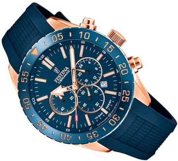 MŁODZIEŻOWY ZEGAREK FESTINA F20516/1 BLUE CERAMIC CHRONO WR100 SZAFIR 44mm