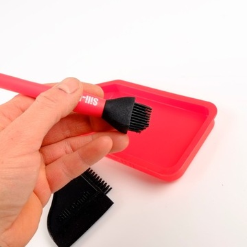 Zestaw do klejenia tacka pędzelki grzebień silikon do nakładania kleju