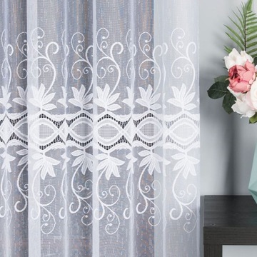 Firanka żakardowa na metry 018960 wys 250cm Biała - elegancka i stylowa