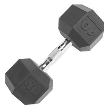 PLATINUM FITNESS HANTLA HEX GUMOWANA 40LBS (18KG) HEXAGONALNA ŻELIWNA