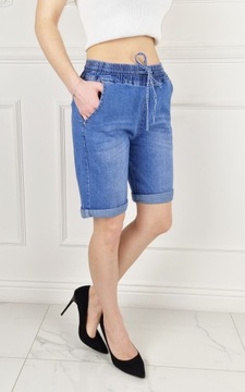 DAMSKIE SPODENKI SZORTY JEANSOWE GUMKA Plus Size 3