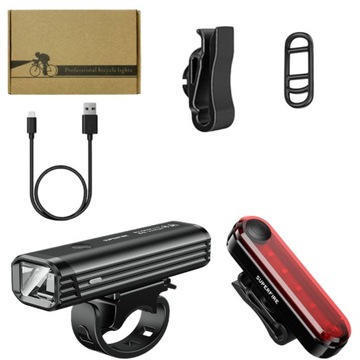 SUPERFIRE AKUMULATOROWA LATARKA LAMPKA ROWEROWA USB + TYLNA LAMPKA ROWEROWA