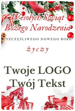 Naklejki Świąteczne z LOGO Firmy Personalizowane Wodoodporne 100szt