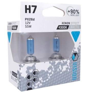 Żarówki H7 VISION Arctic White +90% 4300K 12V 55W + Alkotest jednorazowy