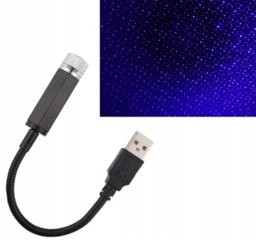 PROJEKTOR USB LED Samochodowy GWIAZDY NIEBIESKI