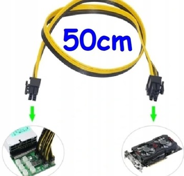 2XPCI-E Кабель графического процессора, 50 см, 6 контактов на 6+2 контакта, штекер, 18 AWG