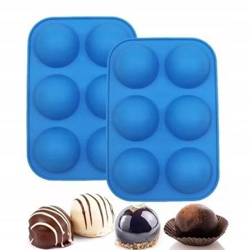 SILIKONOWA FORMA OKRĄGŁA PÓŁKULE FOREMKA DO LODÓW DESERÓW PRALINEK