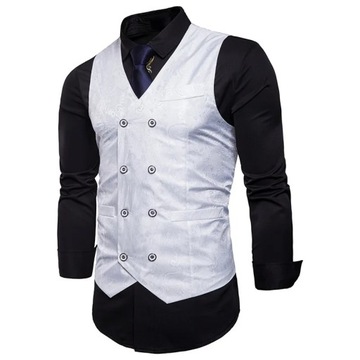 Mens Extra Silk Vest Party Wedding Paisley Solid