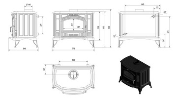 KIT отдельностоящая печь KOZA K9 150 с водяной рубашкой