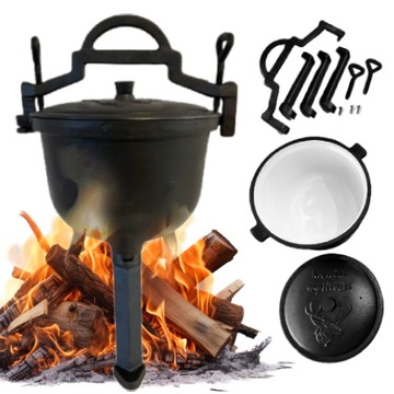KOCIOŁEK EMALIOWANY GARNEK myśliwski węgierski pieczonki 4L OGNISKO GRILL