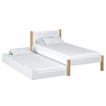 Łóżko z szufladą na materac 100x190 biel/dąb N02