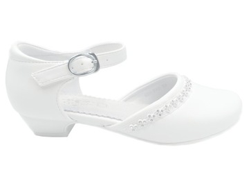 Buty komunijne dla dziewczynki Balerinki Pantofelki KOMUNIA KM-242 BIAŁE 38
