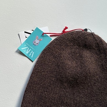 ZARA X HARY LAMBERT Czapka Beanie Brąz 100% Wełna M / ONE SIZE