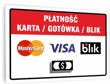 Tabliczka Płatność GOTÓWKĄ KARTĄ BLIKIEM