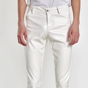 Весенняя мода Мужская мода рок-стиль брюки из искусственной кожи Slim-Fit