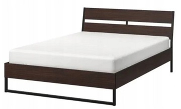 Łóżko podwójne z materacem 160 x 200 wenge Trysil