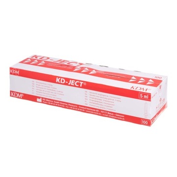 Strzykawki 5ml x 100 szt. KD-JECT (KDM) 2-częściowe