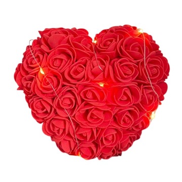 ŚWIECĄCE SERCE Z PŁATKÓW RÓŻ LED 3 TRYBY PREZENT DZIEŃ KOBIET WIECZNA RÓŻA