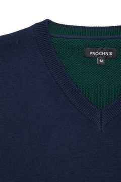 Sweter Męski Granatowy Bawełniany V-neck Próchnik PM6 L