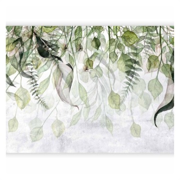 FOTOTAPETA BETON ZIELONE LIŚCIE WISZĄCE TROPIKI NA ŚCIANĘ SYPIALNI 400x280