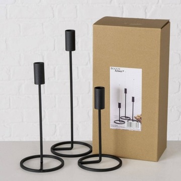 ПОДСВЕЧНИК МЕТАЛЛИЧЕСКИЙ, классический, прямой, черный x3