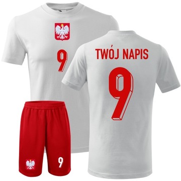 Komplet Reprezentacji Polski 12 lat nadruk 152 piłkarski Lewandowski Polska