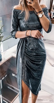 . ПЛАТЬЕ БУТЫЛОЧНО-ЗЕЛЕНОЕ С МИДИ РИББЛАМИ