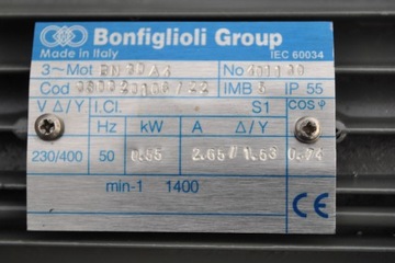 Motoreduktor 0.55kw. 185obr./min.. Firmy Bonfiglioli
