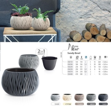 Горшок Prosperplast 29 см х 29 х 19,5 см диаметр 29 см серый