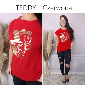 BLUZKA koszulka KOBIECY TSHIRT top MODNE WZORY, M