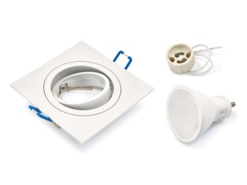 ZESTAW OPRAWA HALOGENOWA BIAŁA + LED 3W + GU10