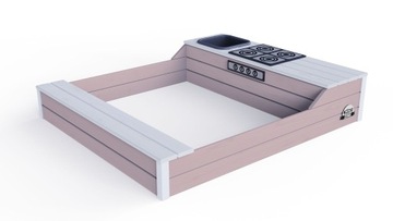 Деревянная песочница, глиняная кухня, 145 см.