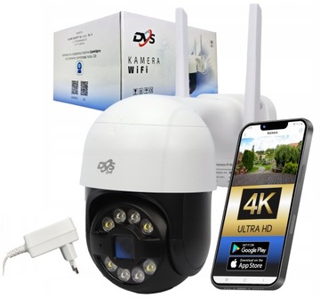 ZEWNĘTRZNA KAMERA WIFI OBROTOWA 8 Mpx MONITORING DOMU APLIKACJA DVS AUDIO