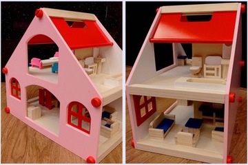 КУКОЛЬНЫЙ ДОМ С ОБОРУДОВАНИЕМ ДЕРЕВЯННЫЙ ДЕТСКИЙ ДОМ ПРЕМИУМ