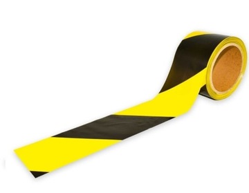 TAŚMA OSTRZEGAWCZA ŻÓŁTO - CZARNA 100mm/33m SAMOPRZYLEPNA