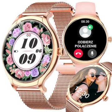 Smartwatch DAMSKI elegancki zegarek ROSE GOLD ROZMOWY POLSKIE MENU PRO