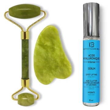 Z JADEITU ROLLER+GUA SHA+SERUM Z KWAS HIALURONOWYM
