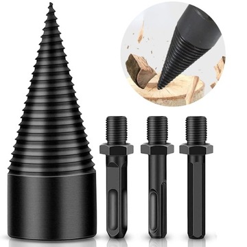 WIERTŁO ŚWIDER DO ROZŁUPYWANIA ŁUPANIA DREWNA 42mm + 3 ADAPTERY ZESTAW
