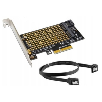 Adapter PCI-e x4 Sata + nVme B+M key 2x m.2