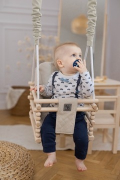 HUŚTAWKA DLA DZIECI DO DOMU OGRODU POKOJU DREWNIANE MOCNE SIEDZIEKO VELVET